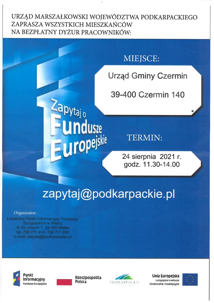 Miniaturka artykułu Lokalny Punkt Informacyjny Funduszy Europejskich 24.08.2021r.