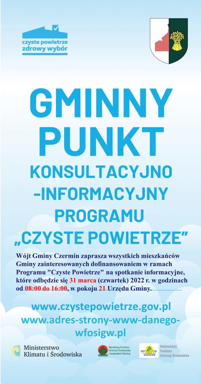 Miniaturka artykułu GMINNY PUNKT konsultacyjno-informacyjny programu „Czyste powietrze”