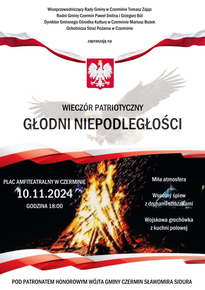 Miniaturka artykułu ZAPROSZENIE – Wieczór Patriotyczny GŁODNI NIEPODLEGŁOŚCI