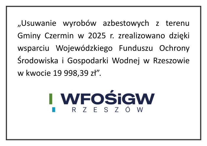 Miniaturka artykułu Usuwanie wyrobów azbestowych z terenu Gminy Czermin w 2025 r.