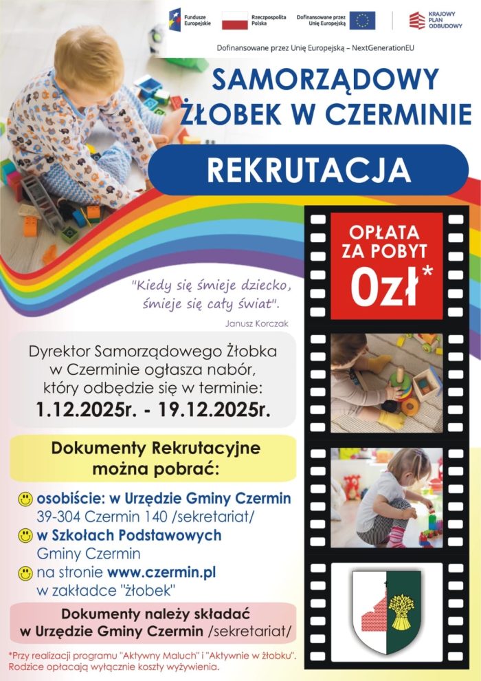 Miniaturka artykułu Samorządowy Żłobek w Czerminie – REKRUTACJA