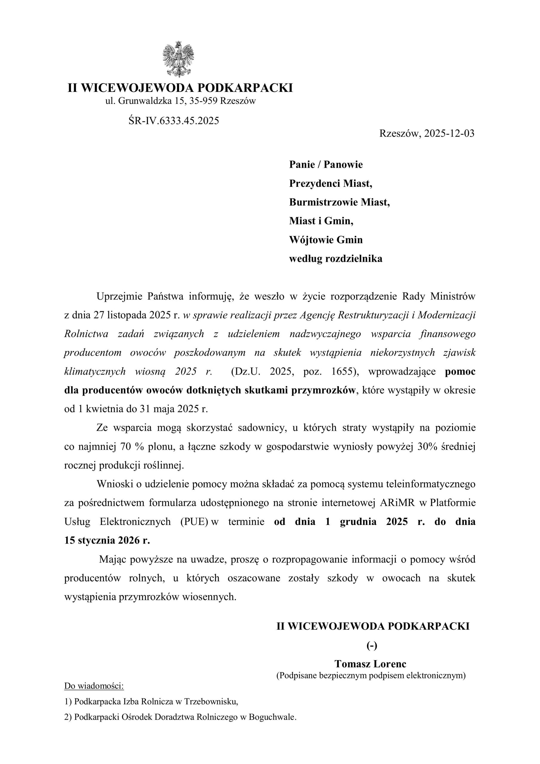 Miniaturka artykułu Pomoc dla producentów owoców dotkniętych skutkami przymrozków