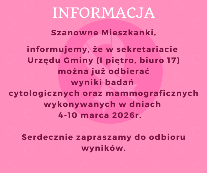 Miniaturka artykułu INFORMACJA – odbiór wyników badań