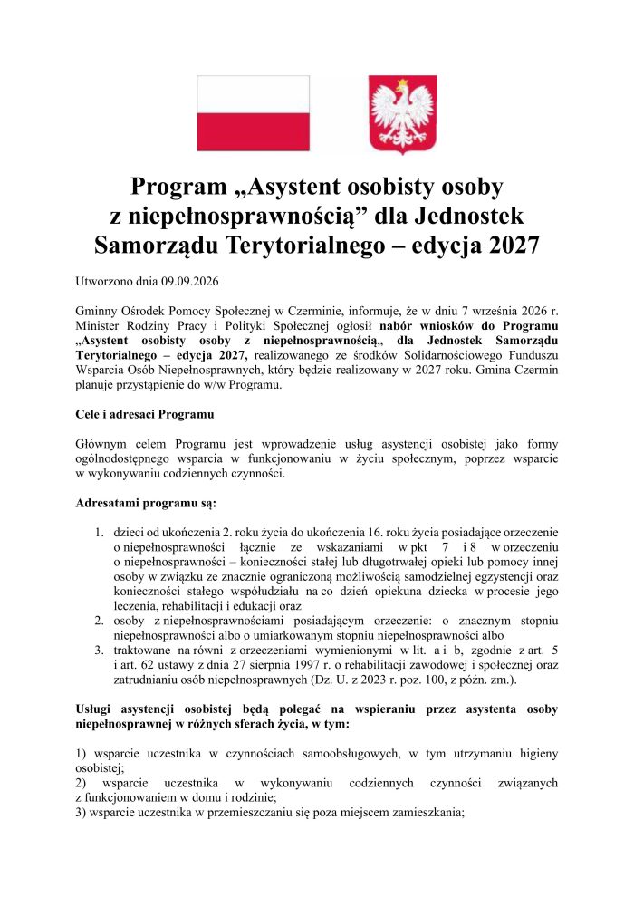 Miniaturka artykułu Program „Asystent osobisty osoby  z niepełnosprawnością” dla Jednostek Samorządu Terytorialnego – edycja 2027